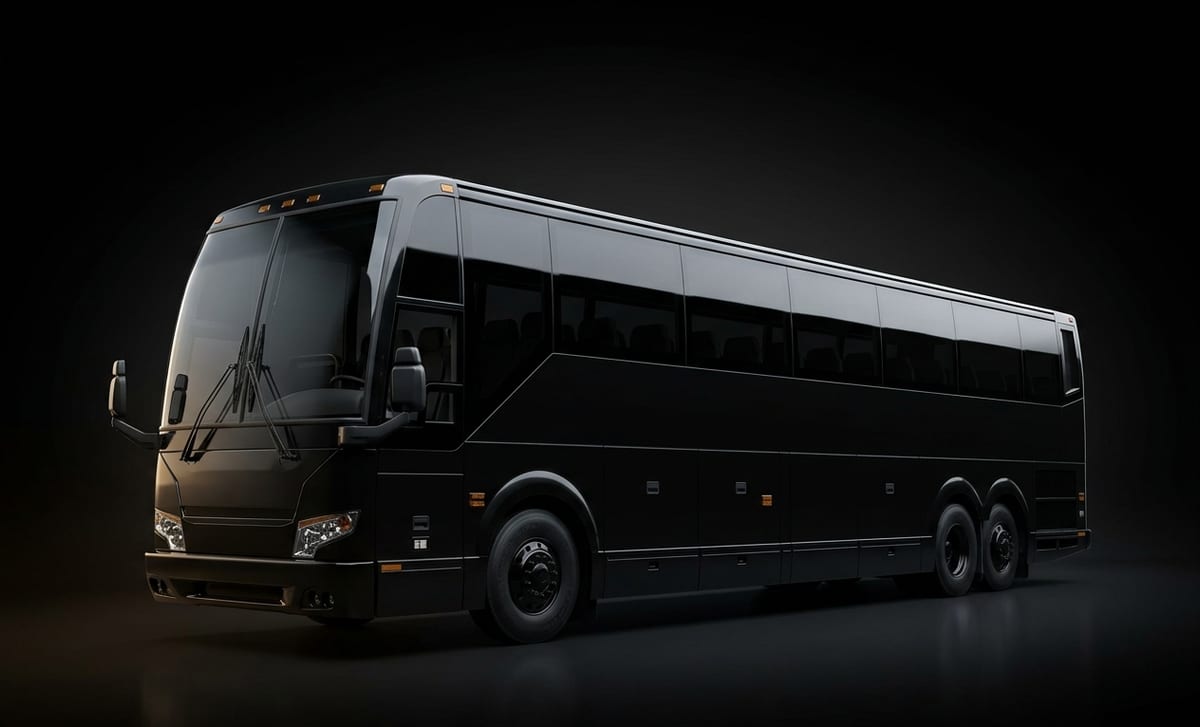 Black luxury coach bus for large-group transport